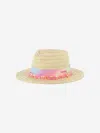 Billieblush Girls Straw And Tulle Hat In Neutral