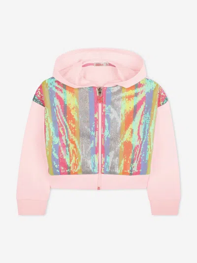 BILLIEBLUSH BILLIEBLUSH GIRLS STRIPED SEQUIN ZIP UP TOP
