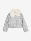 Billieblush Girls Tweed Sequin Jacket In Silver