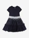 Billieblush Girls Velvet And Mesh Sequin Dress In Blue