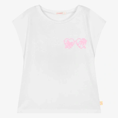 Billieblush Kids' Girls White Cotton Seaside Print T-shirt