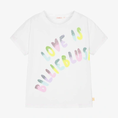 Billieblush Kids' Girls White Slogan Organic Cotton T-shirt