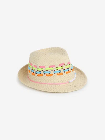 Billieblush Kids' Letter-bead Embellished Sun Hat In White