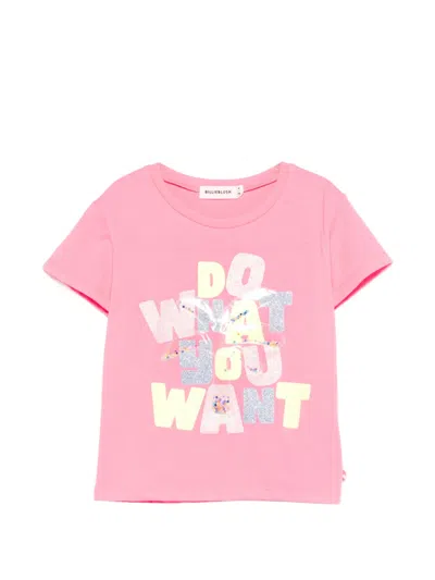Billieblush Kids' Glitter Graphic T-shirt In Pink