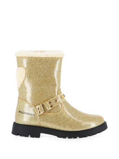 Billieblush Kids' Glitter-effect Studded Boots In Gold