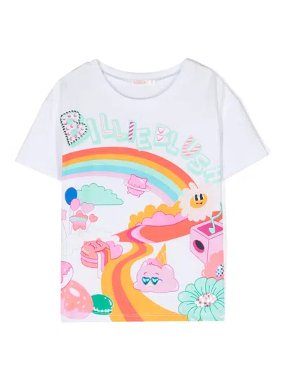 Billieblush Kids' Graphic-print Cotton T-shirt In 白色