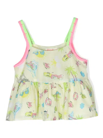 Billieblush Kids' Graphic-print Cotton Top In Yellow