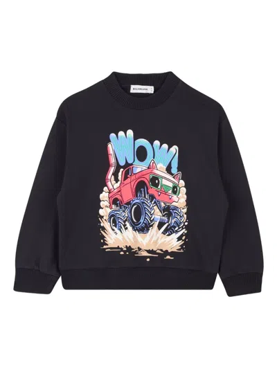Billieblush Kids' Graphic-print Crew-neck Sweatshirt In Black