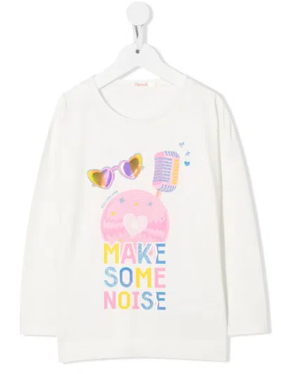 Billieblush Kids' Graphic-print Long-sleeve T-shirt In 白色
