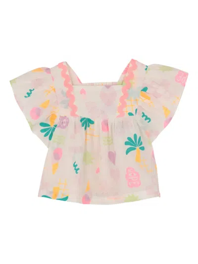 Billieblush Babies' Graphic-print Ruffled Top In Pink