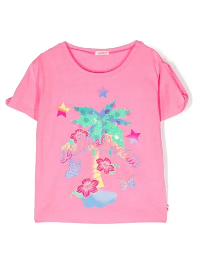 Billieblush Kids' Graphic-print Short-sleeve T-shirt In Pink