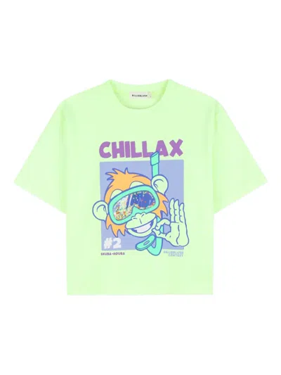 Billieblush Kids' Graphic-print Short-sleeved T-shirt In Green
