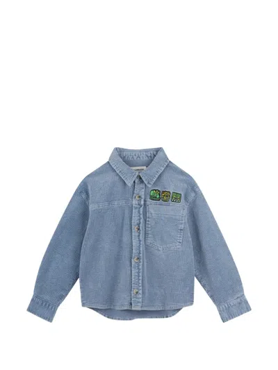 Billieblush Kids' Graphic-patch Corduroy Overshirt In Blue