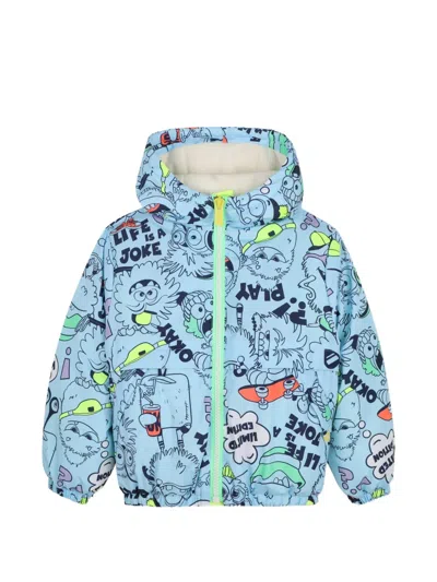 Billieblush Kids' Graphic-print Hooded Windbreaker In Blue