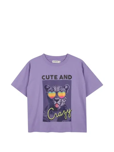 Billieblush Kids' Graphic-print Rhinestone-embellished T-shirt In Purple