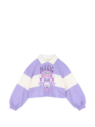 Billieblush Kids' Graphic-print Striped Sweater In Purple
