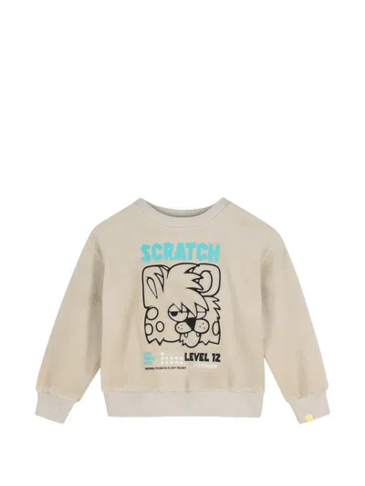 Billieblush Kids' Graphic-print Velvet-effect Sweater In Neutral