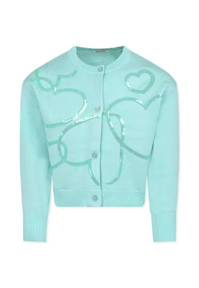 Billieblush Kids' Green Cardigan For Girl With Hearts