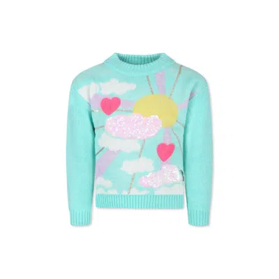 Billieblush Kids' Green Sweater For Girl With Hearts