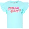 BILLIEBLUSH GREEN T-SHIRT FOR GIRL WITH WRITING AND SEQUINS