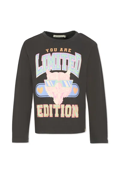 Billieblush Kids' Grey T-shirt For Girl With Tiger Print In Brown