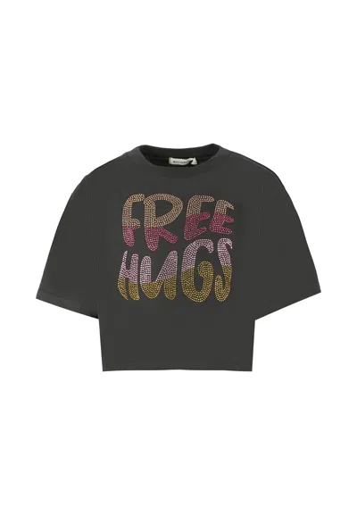 Billieblush Kids' Grey T-shirt For Girl With Writing In Gray