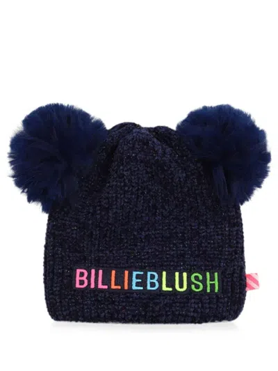 Billieblush Hat With Pompoms "kid Girl Fall" In Blue