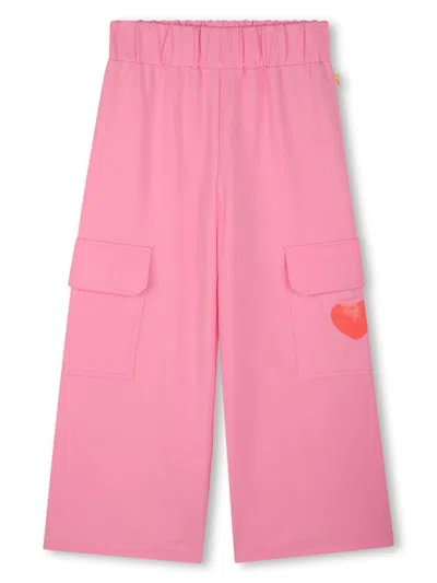 Billieblush Kids' Heart-appliqué Trousers In Pink