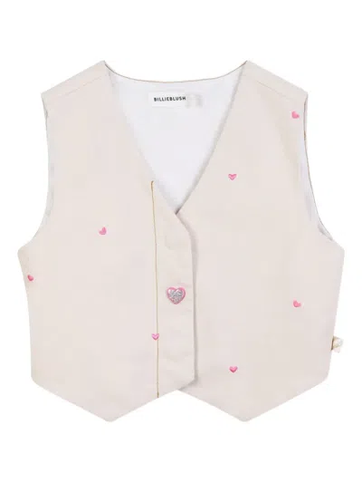 Billieblush Kids' Heart-embroidered Vest In Neutral