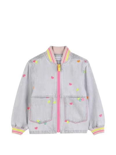 Billieblush Kids' Heart-motif Bomber Jacket In Gray