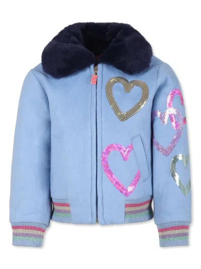 Billieblush Kids' Heart-motif Bomber Jacket In Blue