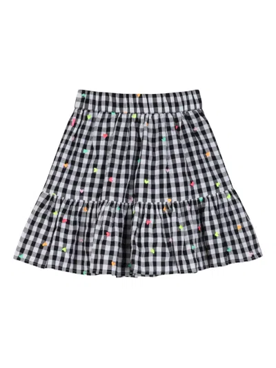 Billieblush Kids' Heart-motif Check-print Skirt In Blue