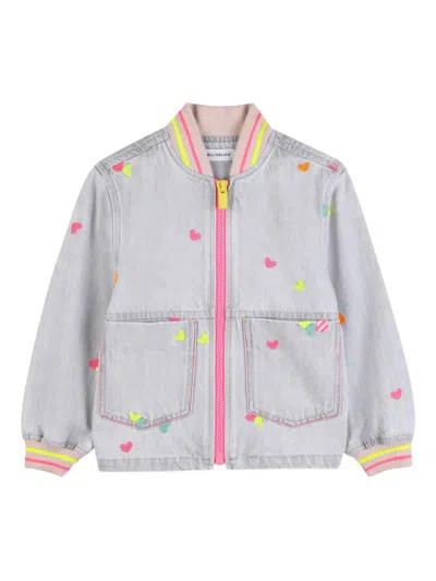 Billieblush Babies' Heart-motif Denim Jacket In Gray