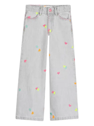 Billieblush Kids' Heart-motif Denim Trousers In Multi