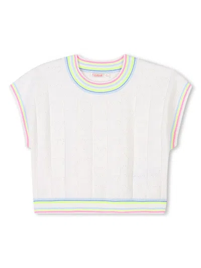 Billieblush Kids' Heart-motif Knitted Top In White