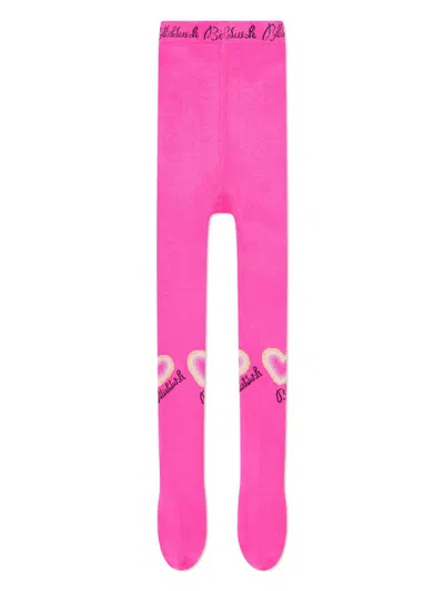 Billieblush Kids' Heart Motif Tights In Pink