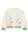 Billieblush Heart-motifs Sequin-embellished Knit Cardigan In White