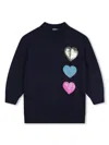 Billieblush Heart-patches Knitted Dress In 蓝色