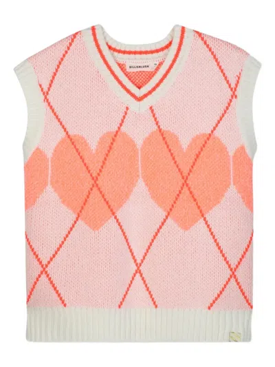 Billieblush Heart-patterned Knitted Vest In Pink