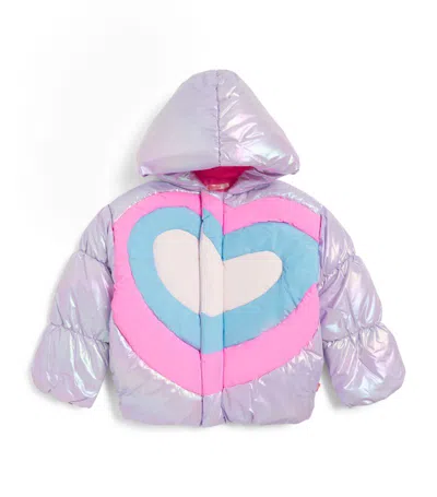 Billieblush Kids' Heart Print Puffer Coat (3-12 Years) In Purple