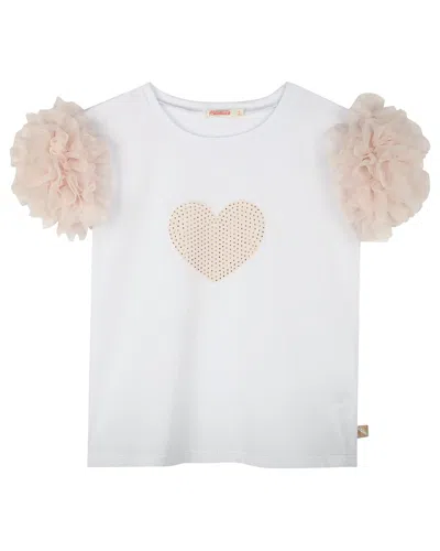 Billieblush Kids' Heart Rhinestone T-shirt In White