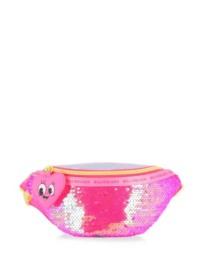 Billieblush Kids' Heart-charm Sequin-embellished Belt Bag In Pink