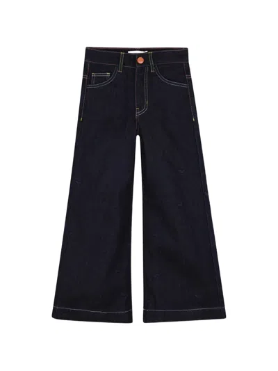 Billieblush Kids' Heart-embroidered Flared-leg Jeans In Black