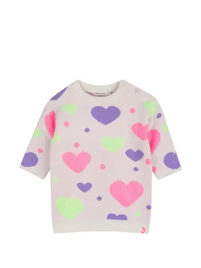 Billieblush Babies' Heart-intarsia Knitted Dress In Neutral