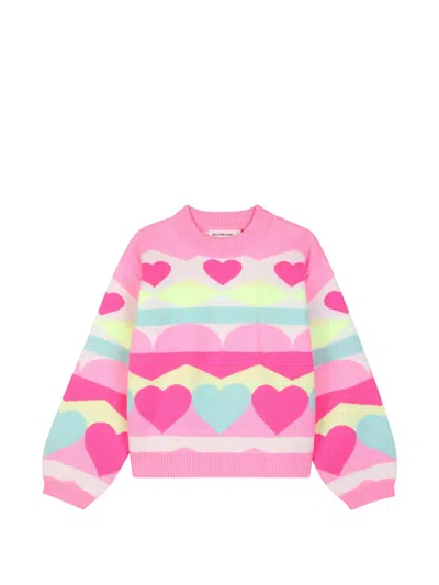 Billieblush Kids' Heart-intarsia Sweater In Multi