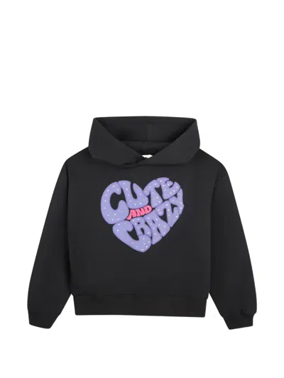 Billieblush Kids' Heart-motif Embellished Hoodie In Black