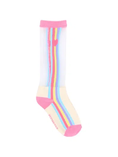 Billieblush Kids' Heart-motif Striped Socks In Multi