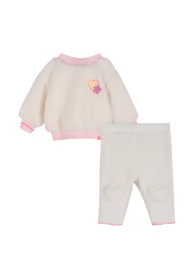 Billieblush Babies' Heart-patch Sweater And Trousers Set In White