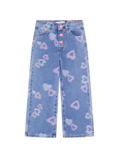 Billieblush Kids' Heart-print Jeans In Blue