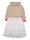 Billieblush Hooded Tulle Dress In Brown
